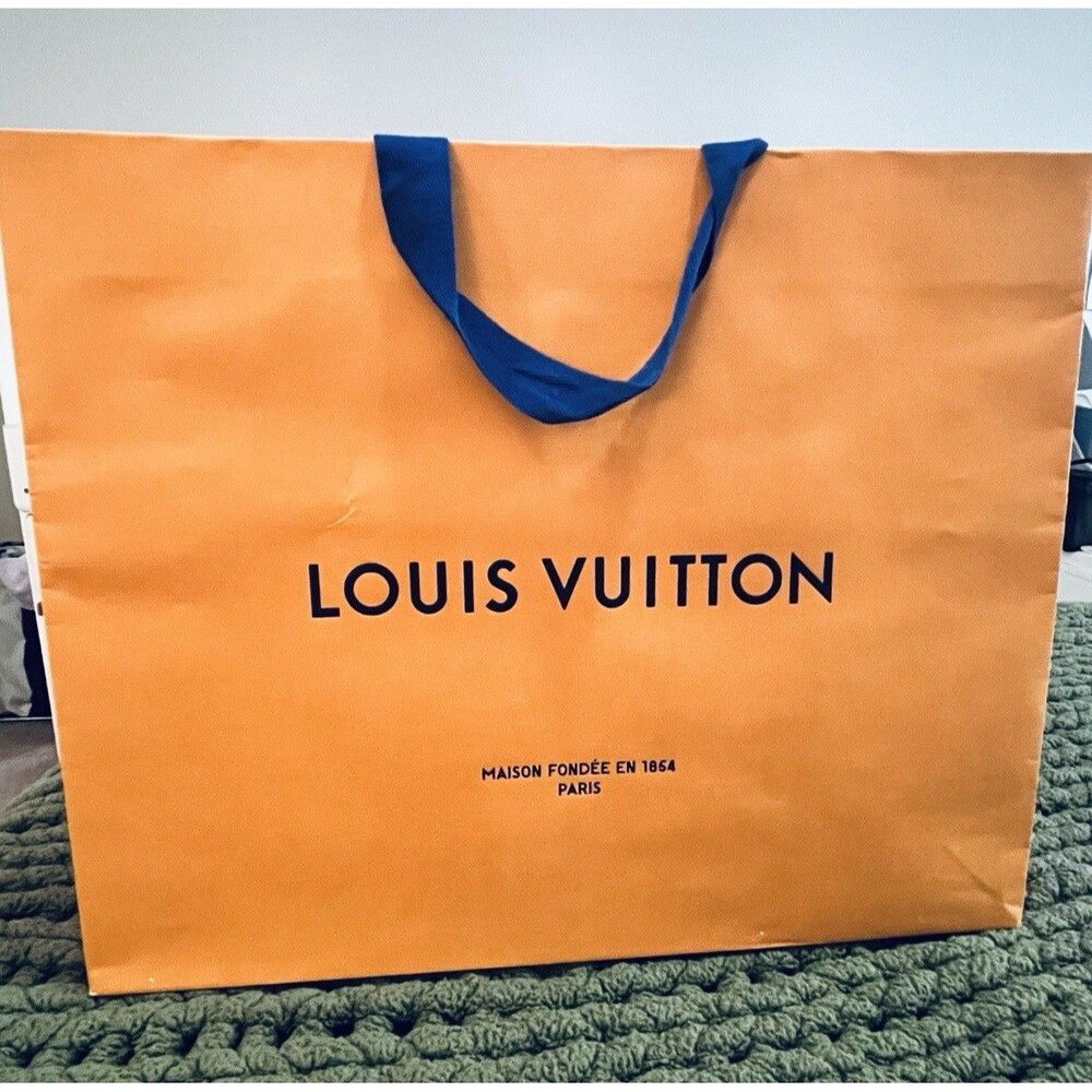 LOUIS VUITTON Authentic XL Orange Gift/Shopping Tote Paper Bag 18”x15”x4.5”
